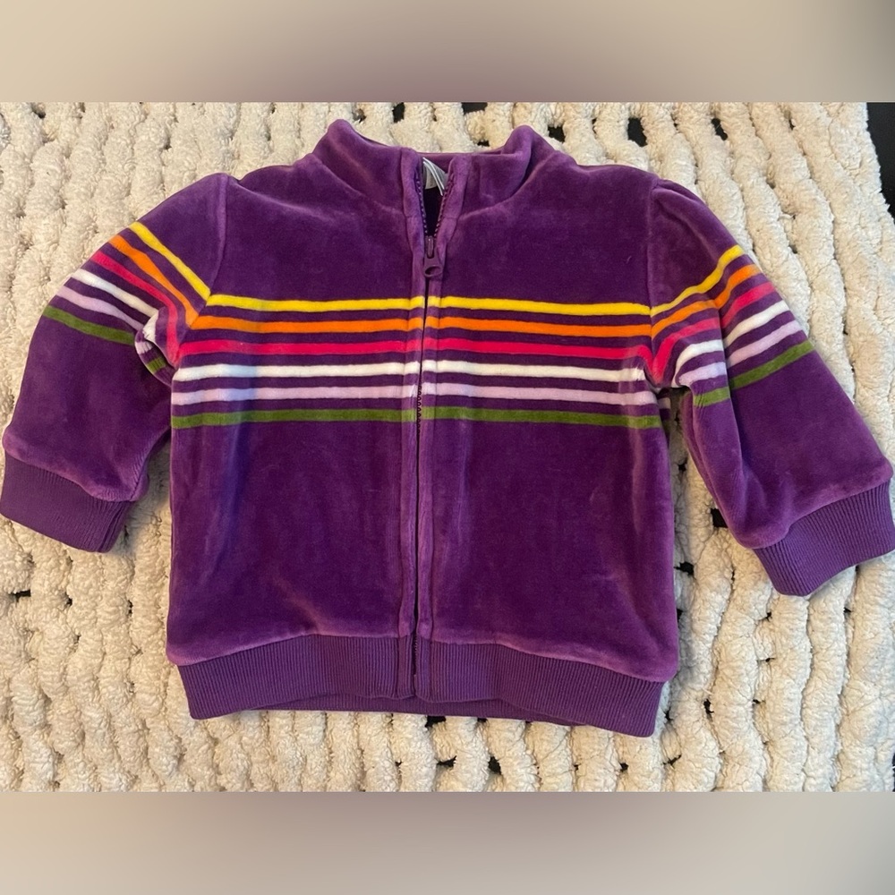 Vintage Baby GAP Purple with Stripes Zip-Up Jacket Size 3-6 Months Pre Owned